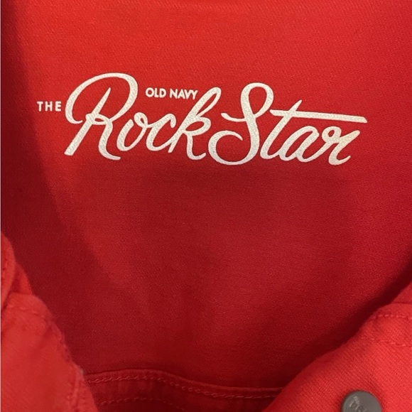 Old Navy rockstar women’s size large vibrant orange denim jean jacket - Picture 6 of 10